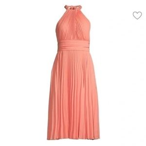 Ungaro NWT‎ Amanda Pleated Midi Dress in Petal Pink/Peach Size Small MSRP $795